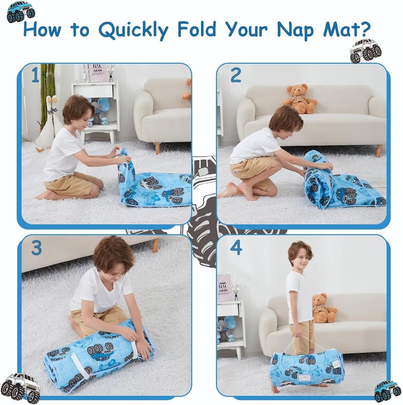 softan Toddler Nap Mat with Pillow and Blanket, Extra Large Rolled Napping Mats,Toddler Sleeping Bag for Daycare,Kids Sleeping Bags for Sleepover,Toddler Sleeping Bag Camping - Image 5